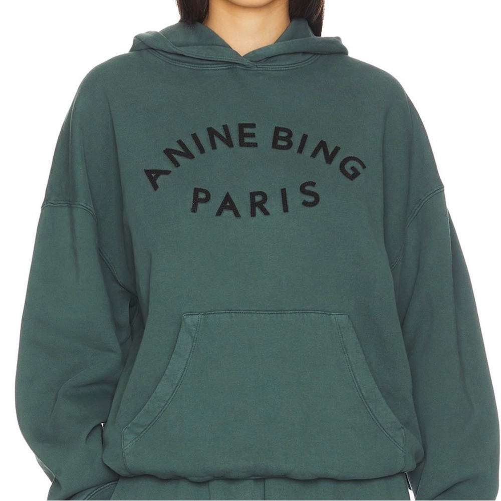Anine Bing Teal Hoodie with Black Logo